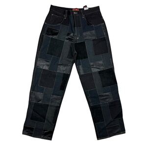 Vintage NWT Davoucci Rare Patchwork Denim Leather Jeans Y2K 38x33 NEW vtg Dark